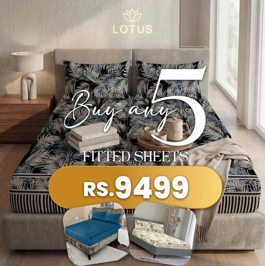 Buy any 5 Fitted Sheets in Rs 9499 - Lotus