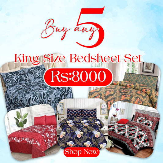 Buy any 5 King Size Bedsheet in Rs 8000 - Lotus