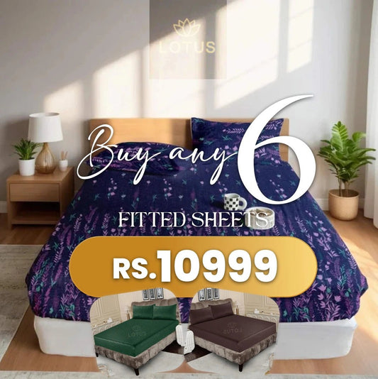 Buy any 6 Fitted Sheets in Rs 10999 - Lotus
