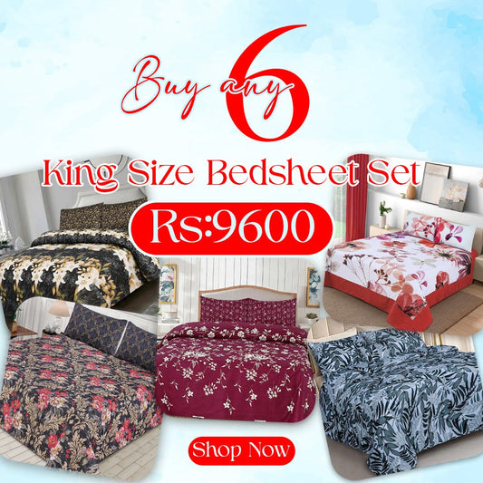 Buy any 6 King Size Bedsheet in Rs 9600 - Lotus