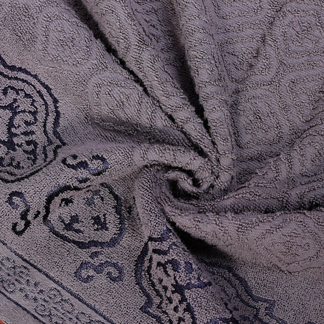 Charcoal Damask - Jacquard Hand Towel - Lotus