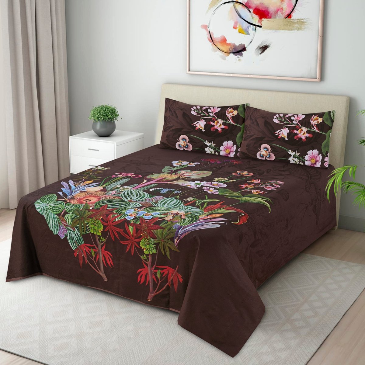 Chocolate Bunch - Panel Bed Sheet Set Queen - RFS - Lotus