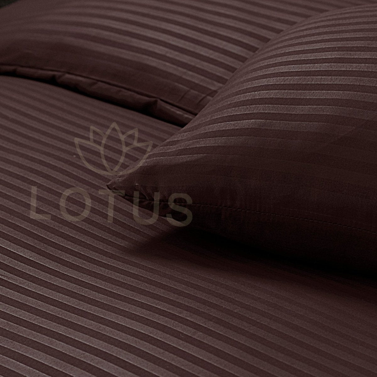 Chocolate Stripe Sateen - Fitted Sheet Set Single - Lotus
