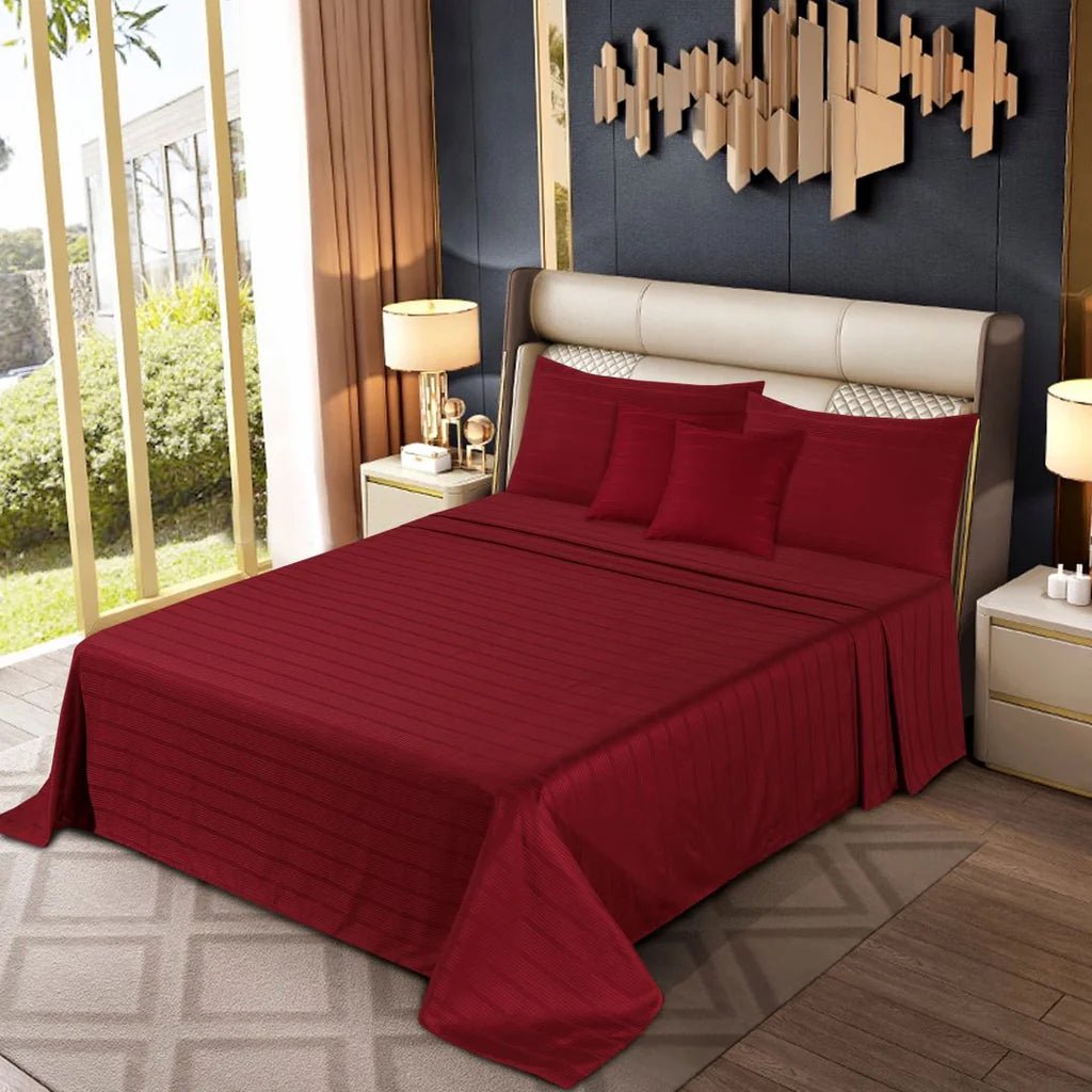 Cotton Sateen Bed Sheet 5 Pcs Set Chili Pepper Seven Stripes King - 40144 - Lotus