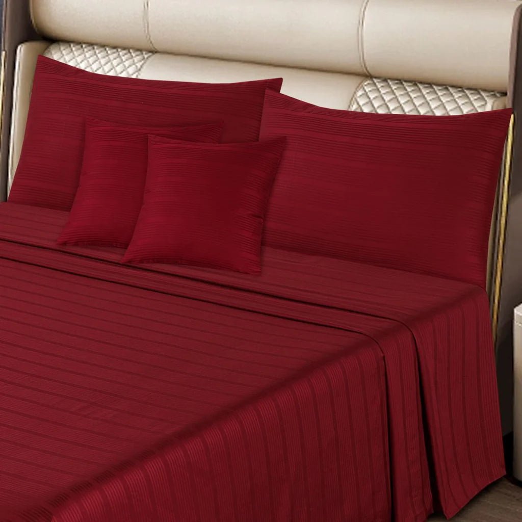 Cotton Sateen Bed Sheet 5 Pcs Set Chili Pepper Seven Stripes King - 40144 - Lotus