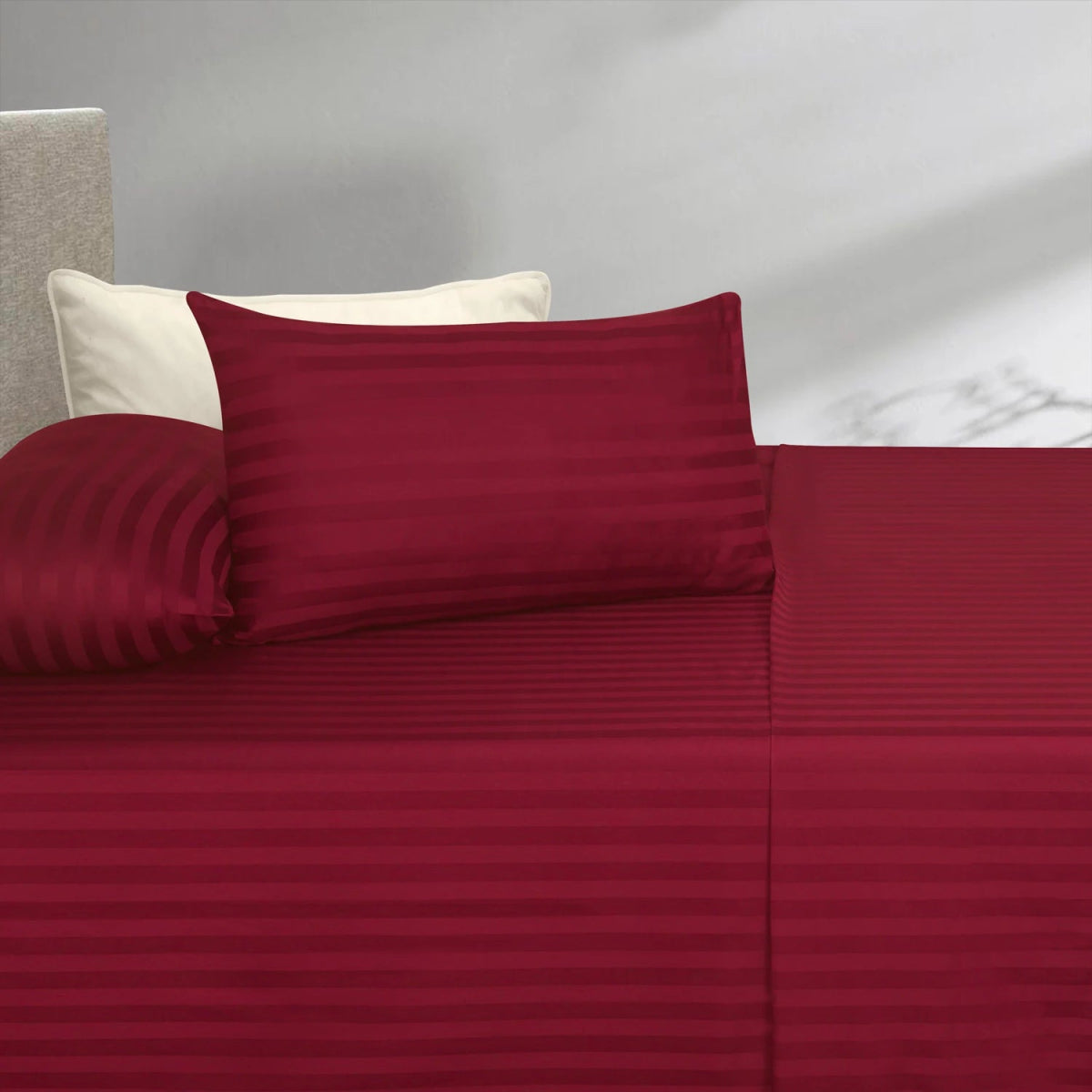 Cotton Sateen Bed Sheet Set - Chili Pepper Stripes Single - Lotus