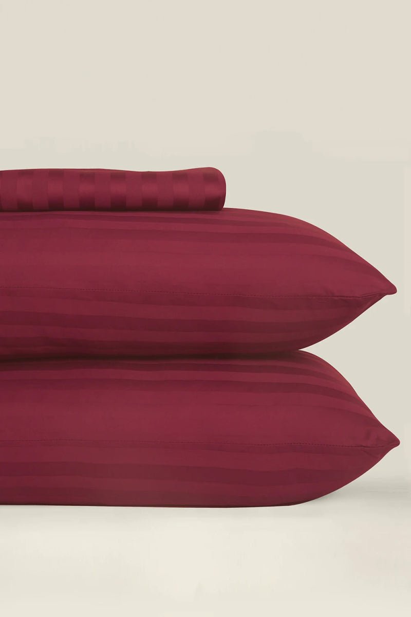 Cotton Sateen Bed Sheet Set - Chili Pepper Stripes Single - Lotus