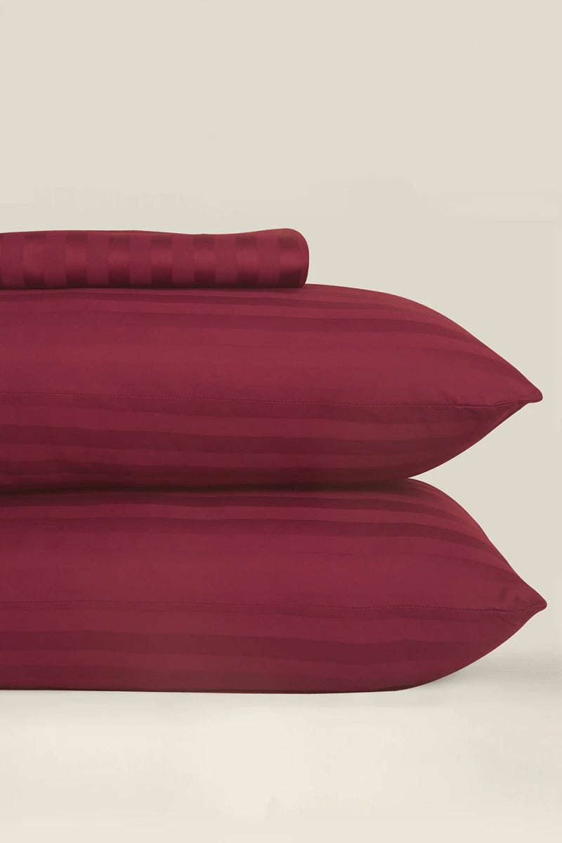 Cotton Sateen Bed Sheet Set - Chili Pepper Stripes Single - Lotus