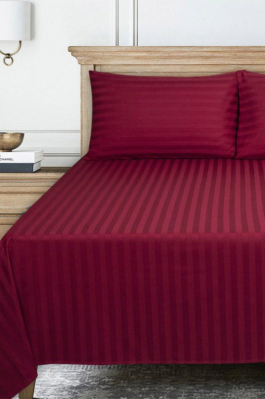 Cotton Sateen Bed Sheet Set - Chili Pepper Stripes Single - Lotus