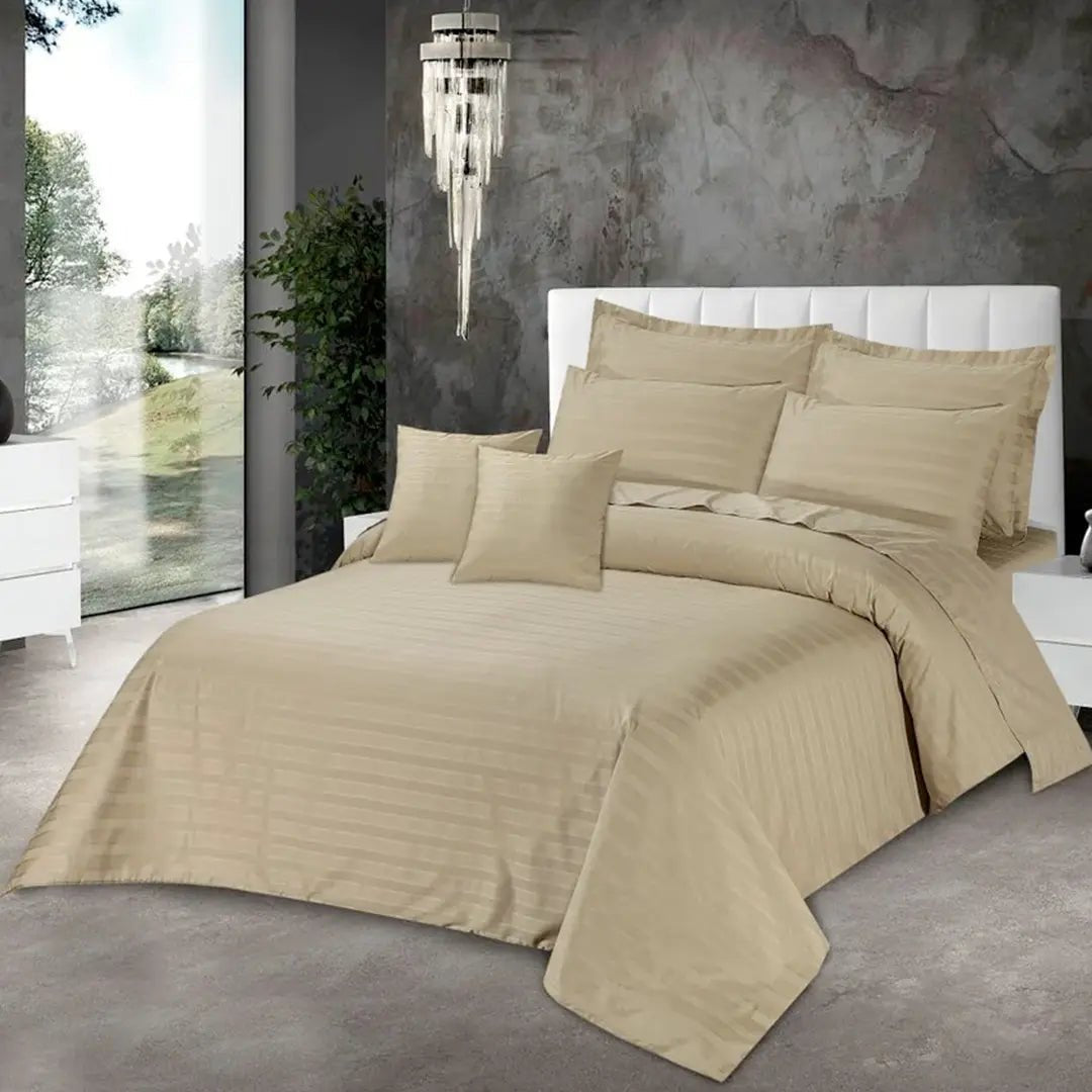 Cotton Sateen Quilt Cover Set 8 Pcs Stripes Boulder - 40142 - Lotus