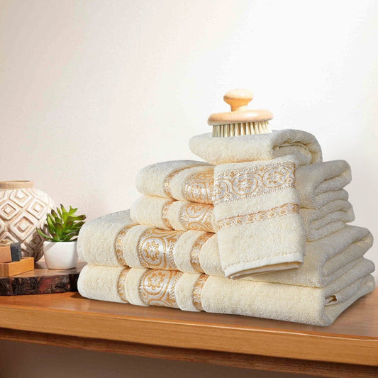 Cream Circle - 1 - Pc Hand Towel - 422 - Lotus