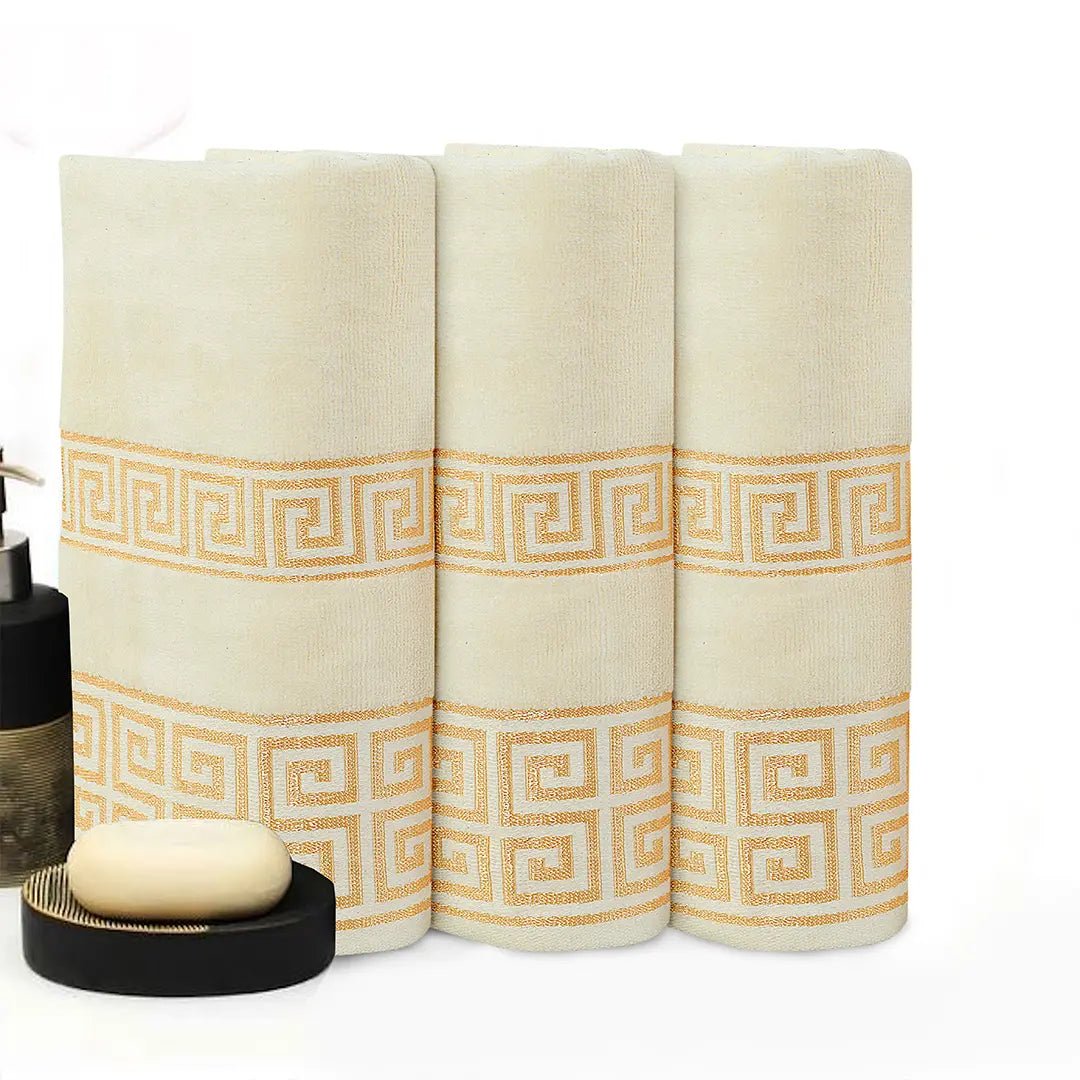Cream Versatile - 3 - Pcs Jacquard Towel Set - Lotus