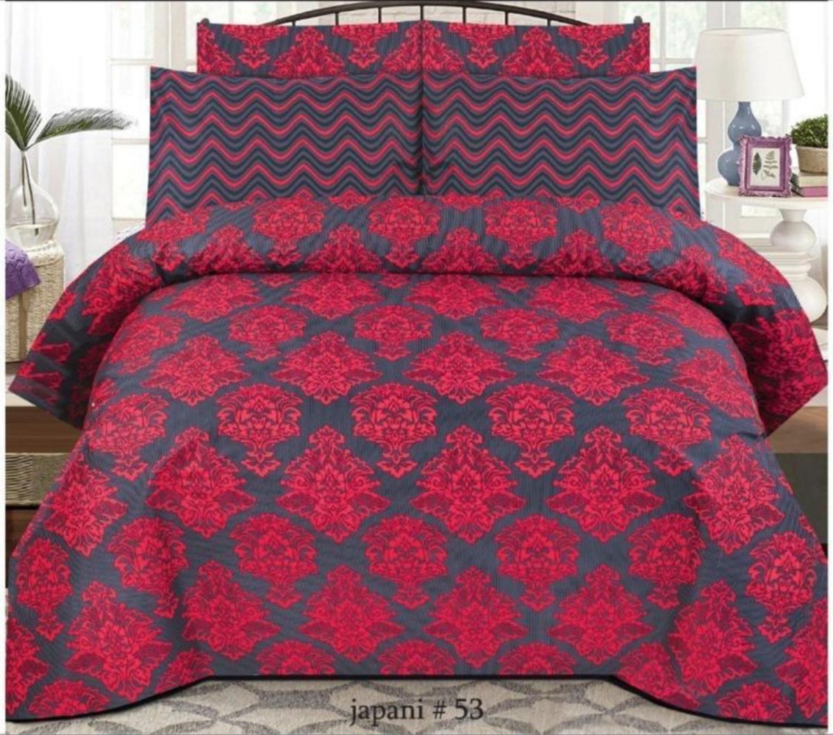 Crimson Elegance - Bed Sheet Set - Lotus
