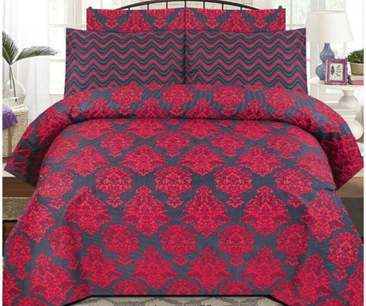 Crimson Elegance - Bed Sheet Set Single - Lotus