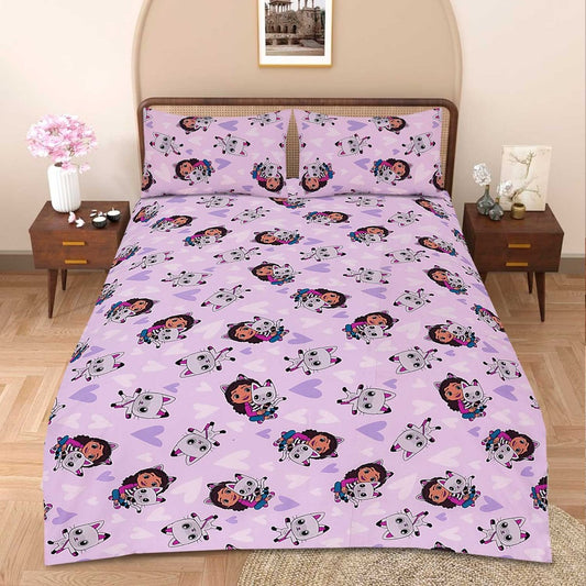 Dinosaur Wonderland - Cartoon Bed sheet ( Glow in Dark) King - Lotus