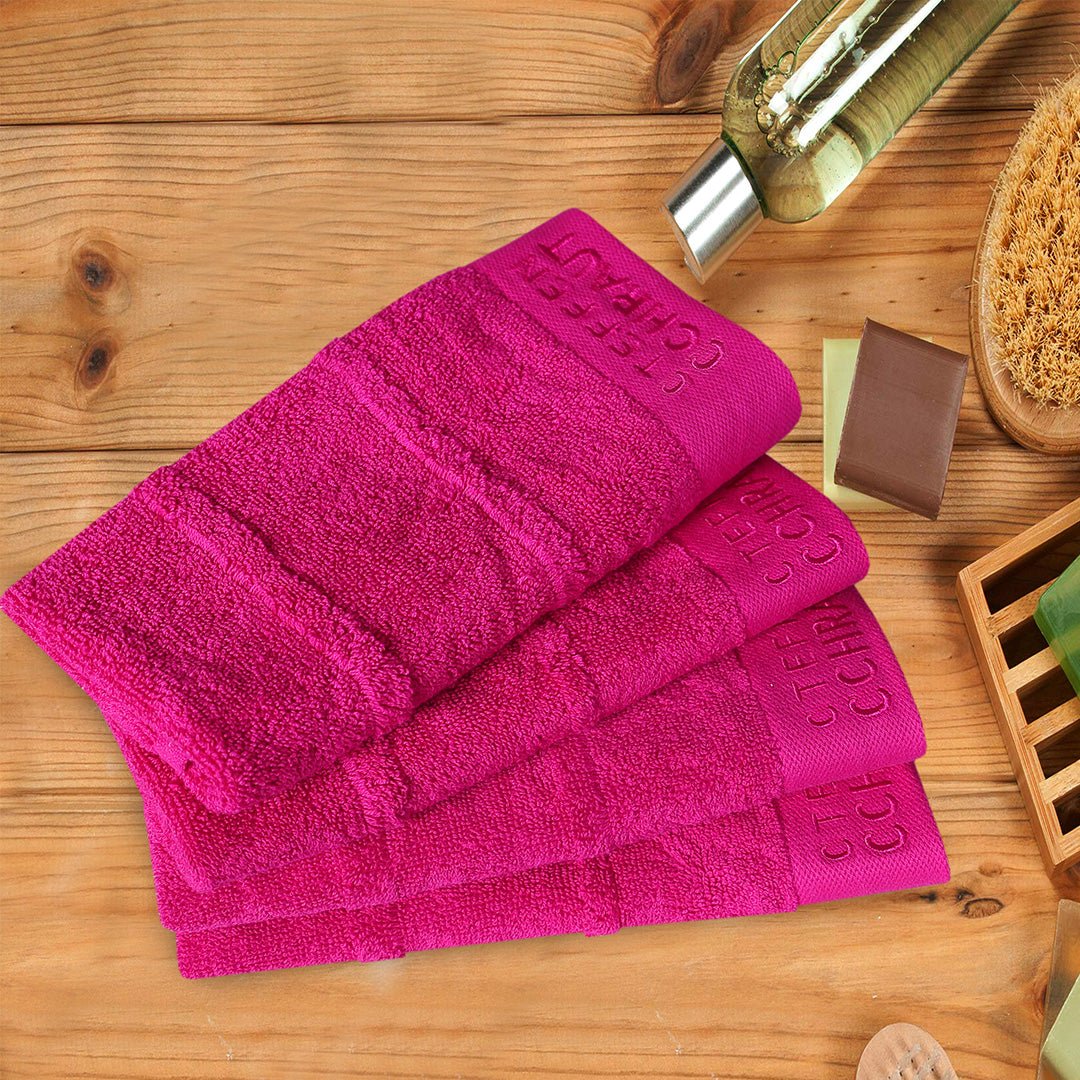 Export Quality Wash & Face Towel Pink (Pack of 4) - 526 - Lotus