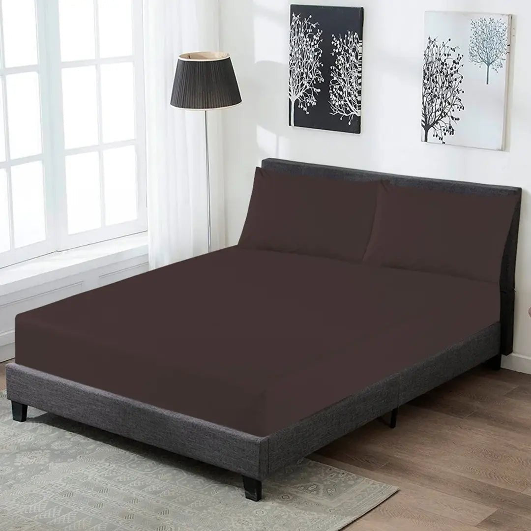 Fitted Sheet Set Brown Single - 30252 RFS - Lotus