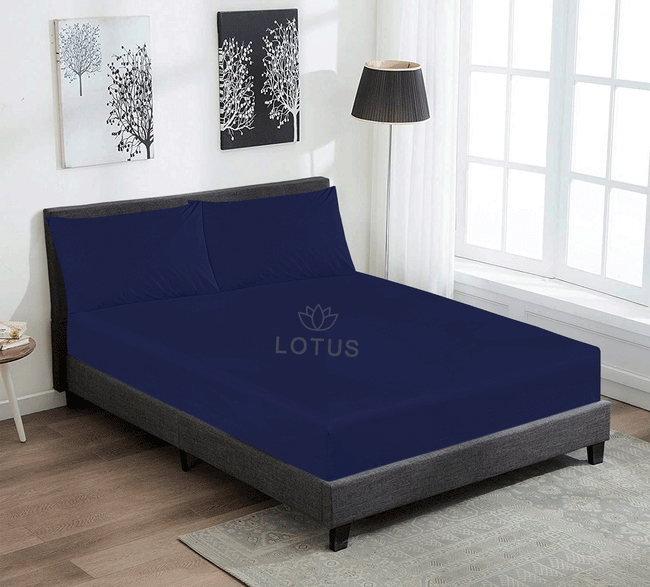 Navy - Fitted Sheet Set Single Hover Image