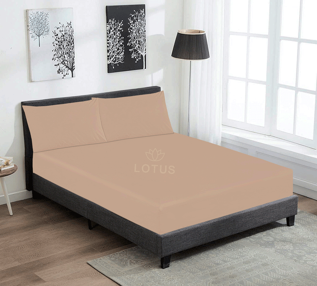 Beige - Fitted Sheet Set King Hover Image