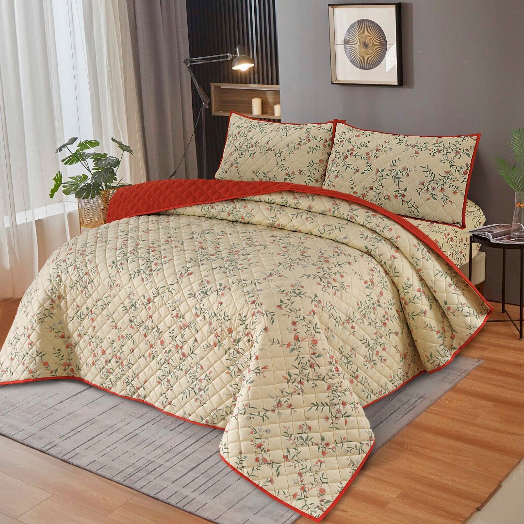 Floral - Bed Spread Set 3 Pcs - Lotus