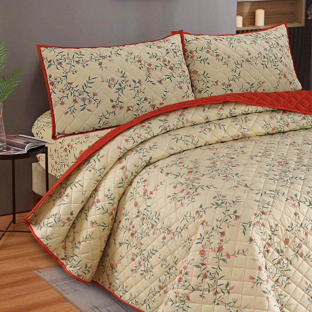 Floral - Bed Spread Set 3 Pcs - Lotus