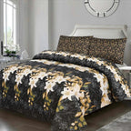 Golden Leafy Floral - Bed Sheet Set - Lotus