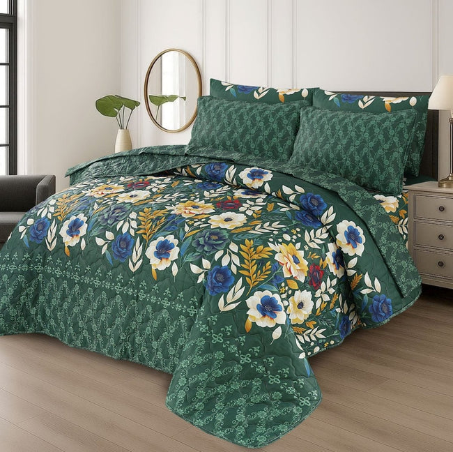 Green Floral - Summer Comforter Set - Lotus Hover Image