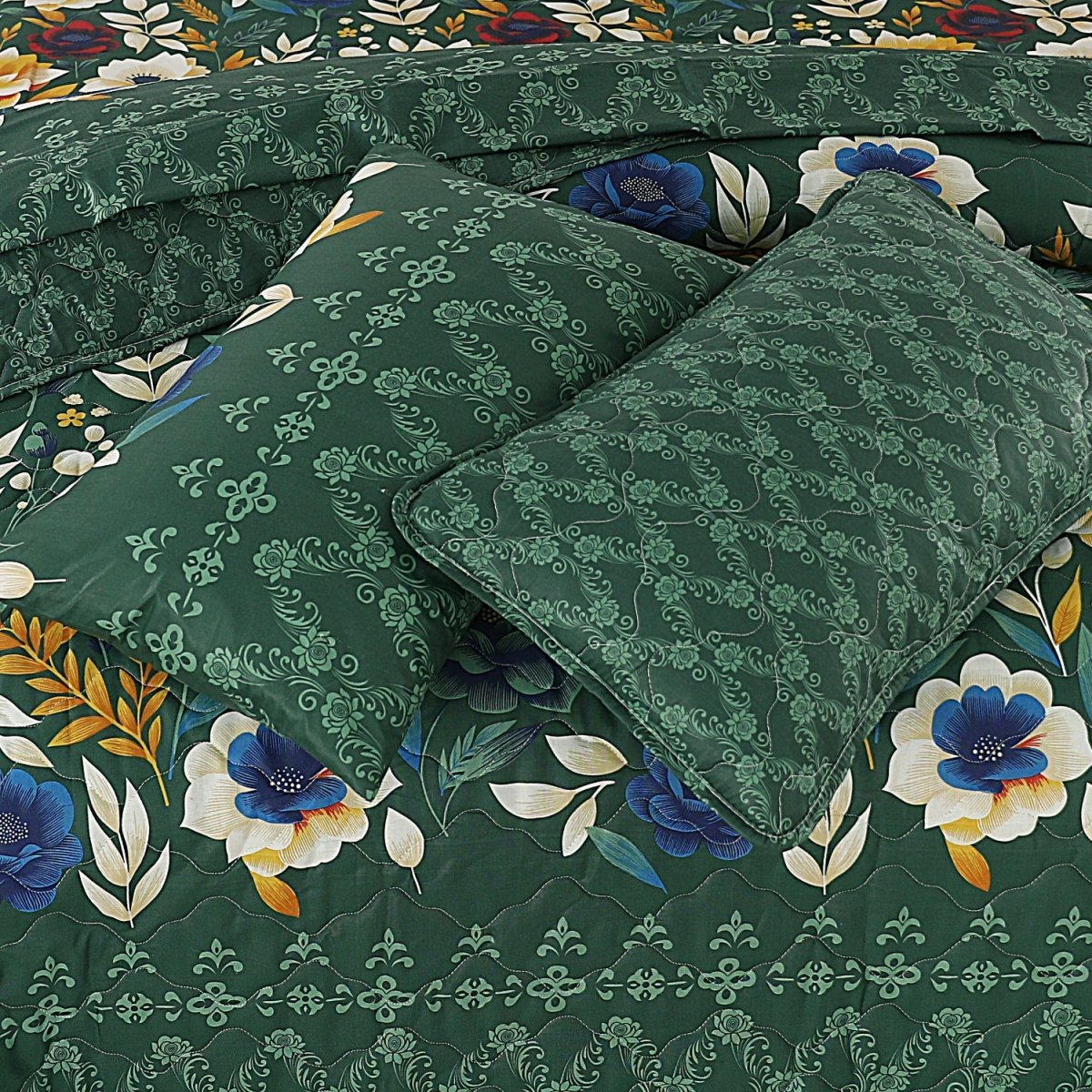 Green Floral - Summer Comforter Set - Lotus
