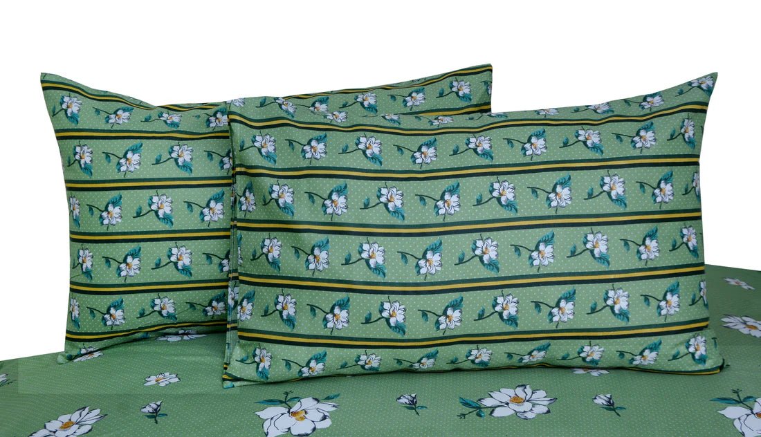 Green Petals - Bed Sheet Set Single - Lotus