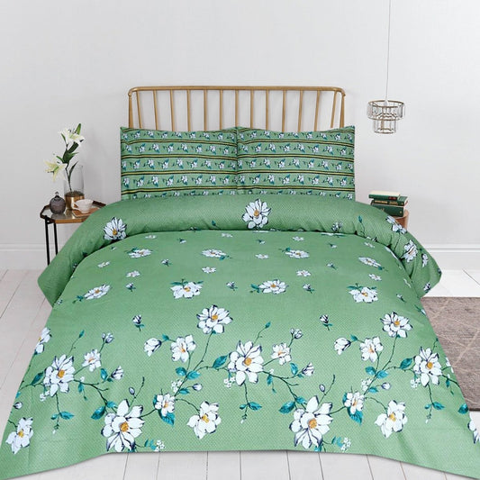 Green Petals - Bed Sheet Set Single - Lotus