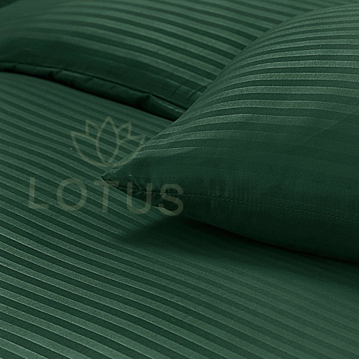 Green Stripe Sateen - Pillow Cover ( Pack of 2 ) - Lotus