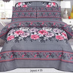 Grey & Floral Theme - Bed Sheet Set Single - Lotus