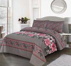 Grey & Floral Theme - Bed Sheet Set Single - Lotus
