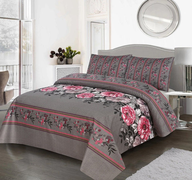 Grey & Floral Theme - Bed Sheet Set Single Main Image
