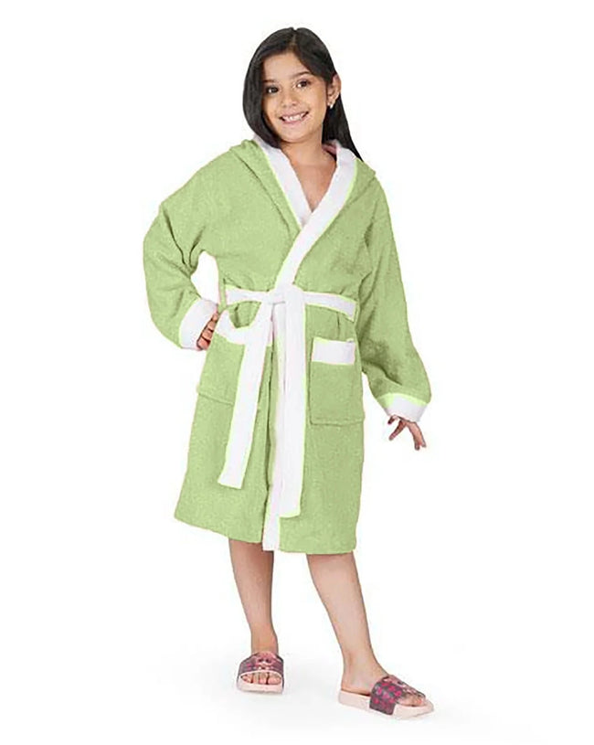 Kid's Bathrobe Green-HE-OS Hover Image