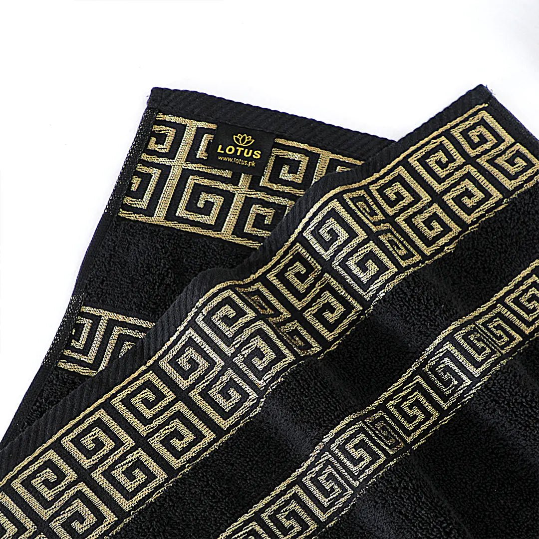 Jet Black Versatile Bath Towel - Lotus