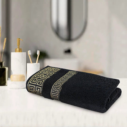 Jet Black Versatile Bath Towel - Lotus