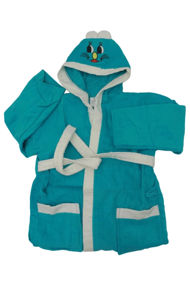 Kid's Bathrobe Aqua Blue - HE - OS - Lotus
