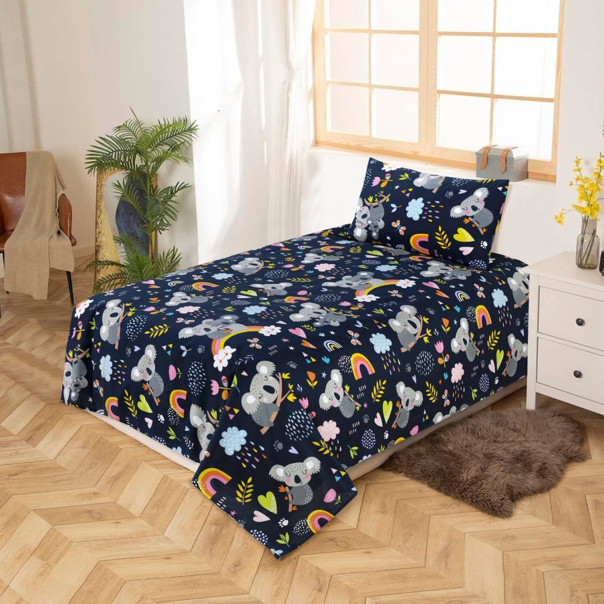 Koala Nightfall - Cartoon Bed Sheet - Lotus