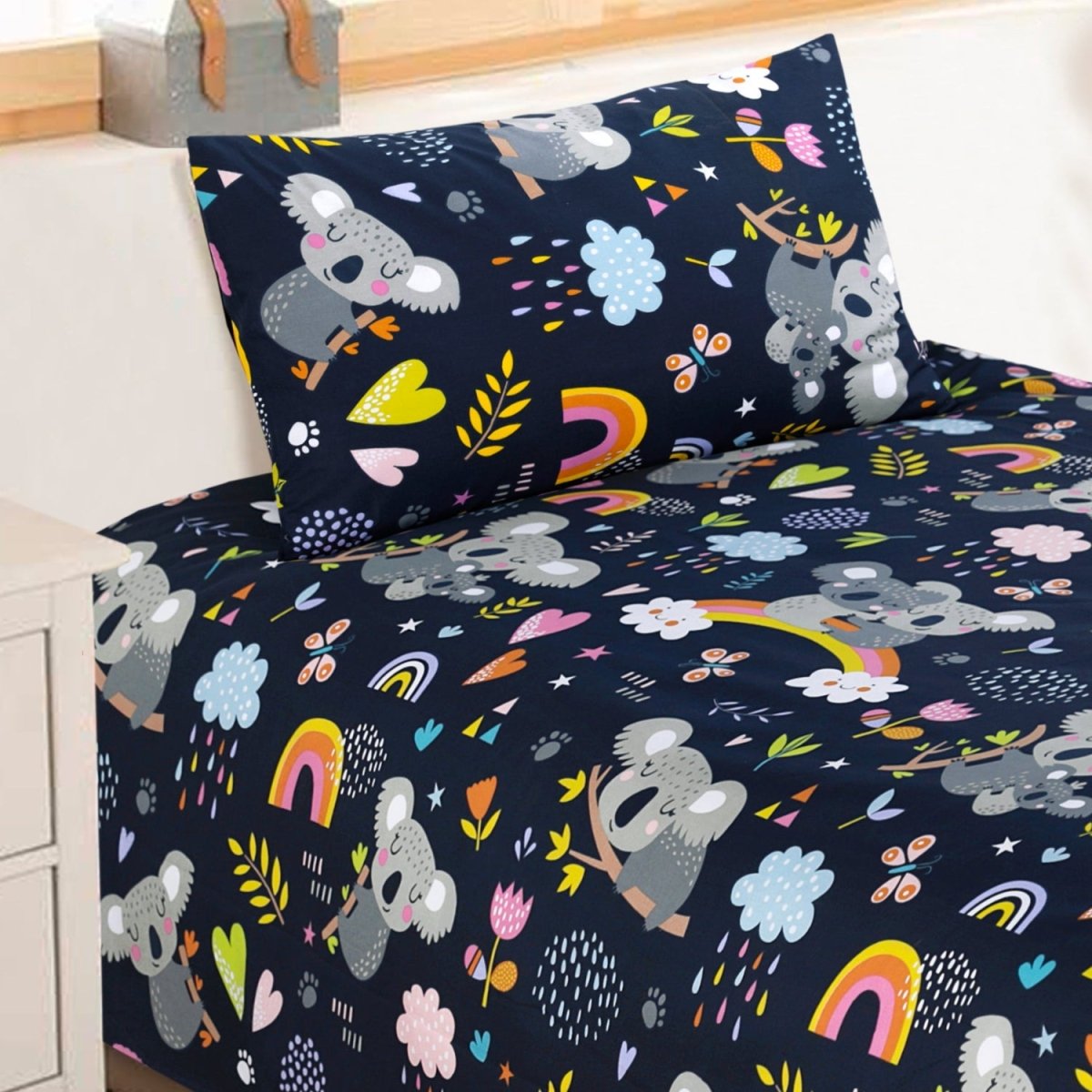 Koala Nightfall - Cartoon Bed Sheet - Lotus