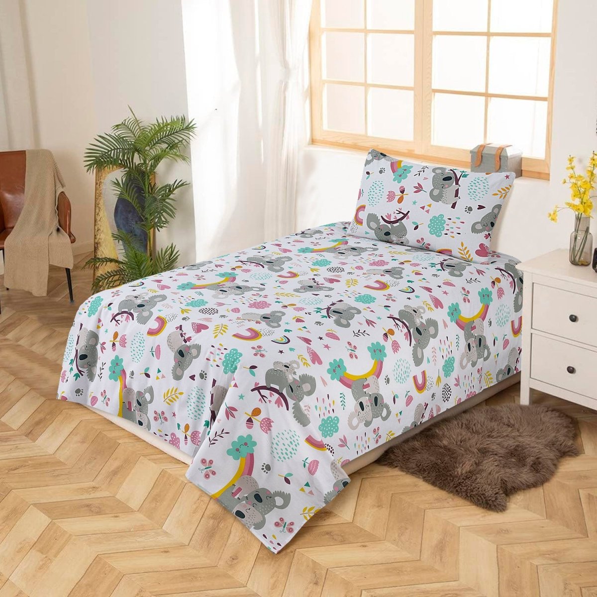 Koala White - Cartoon Bed Sheet - Lotus