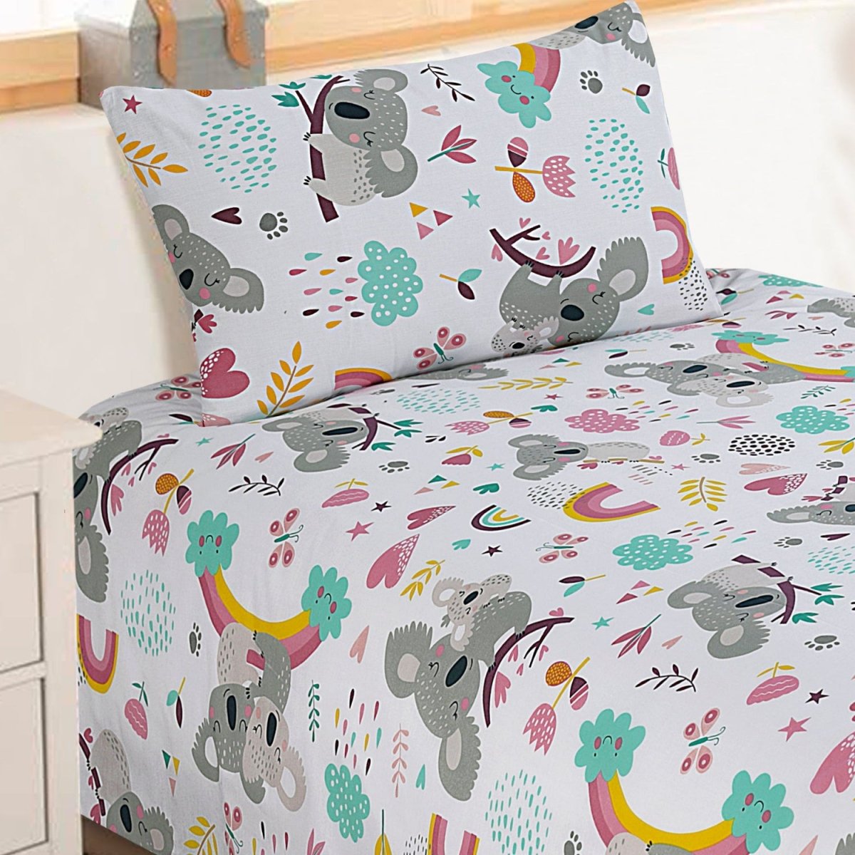 Koala White - Cartoon Bed Sheet - Lotus