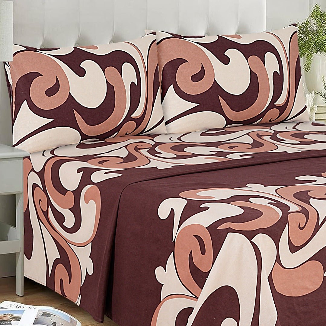 Leafy Brown Bed Sheet Set King - Lotus