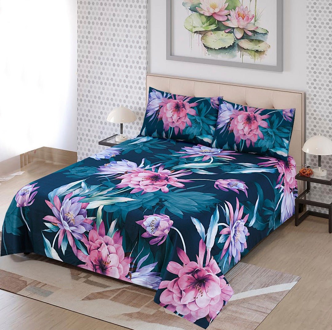 Lotus Flower - Panel Bed Sheet Set Queen - Lotus