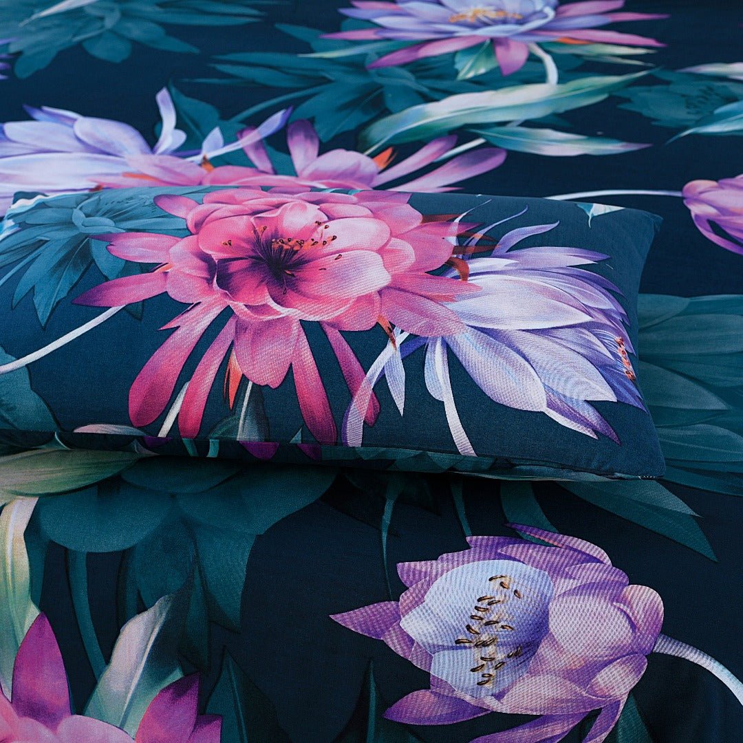 Lotus Flower - Panel Bed Sheet Set Queen - Lotus