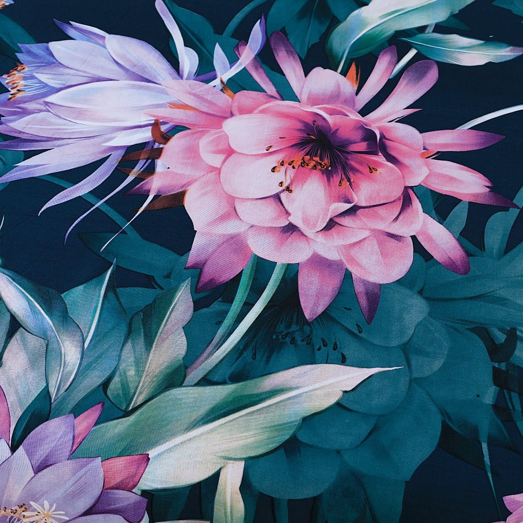 Lotus Flower - Panel Bed Sheet Set Queen - Lotus