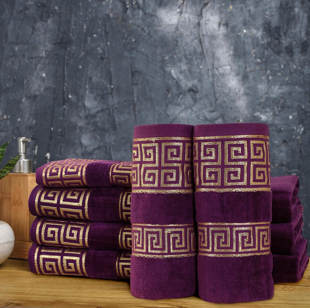 Magenta Versatile - 3 - Pcs Jacquard Towel Set - Lotus