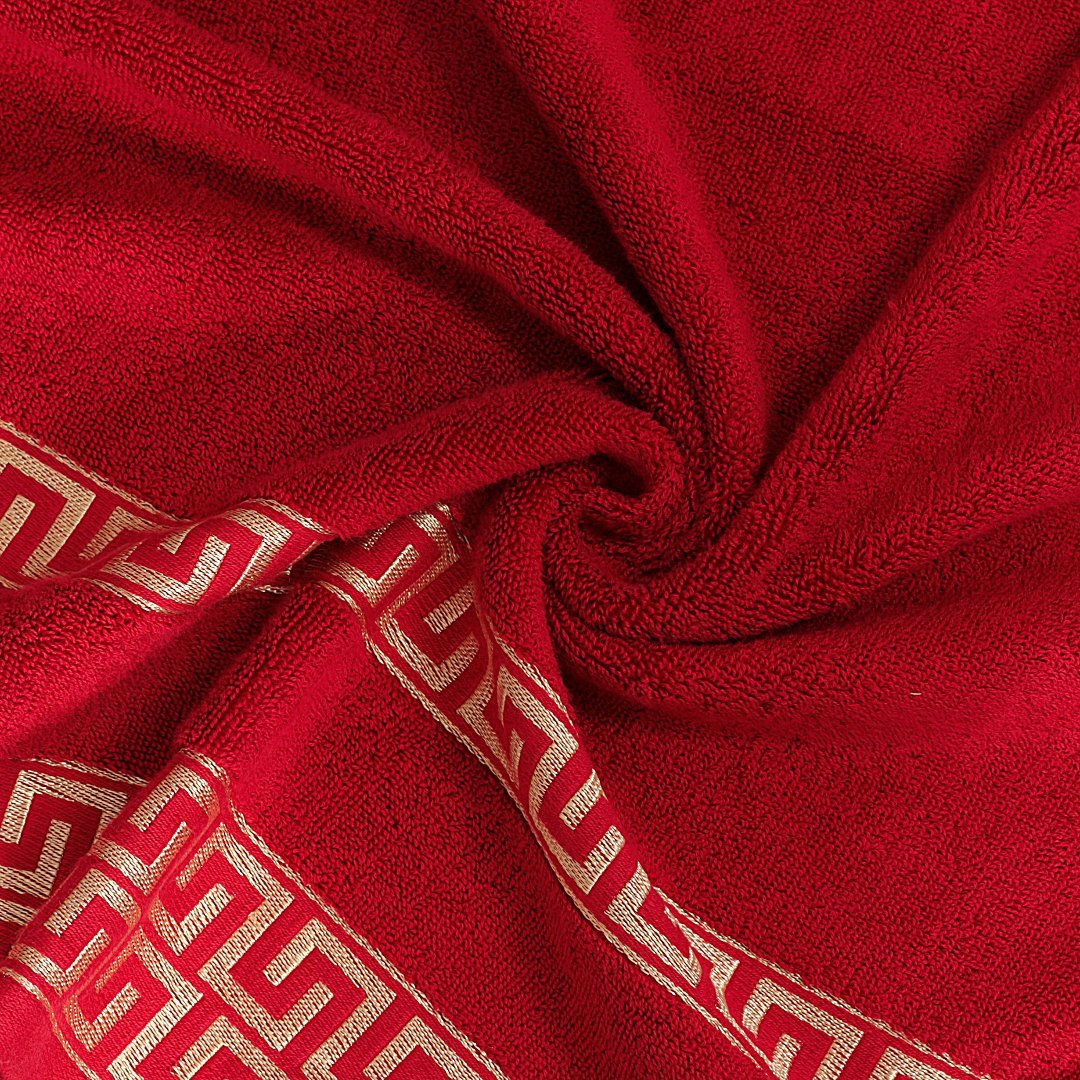 Maroon Greek Key - Jacquard Bath Towel - Lotus