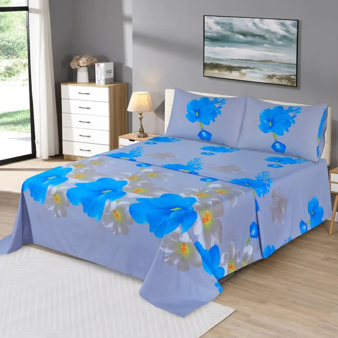 Micro Fiber Bed Sheet 3D Hepatica Flower King - 30301 RFS - Lotus