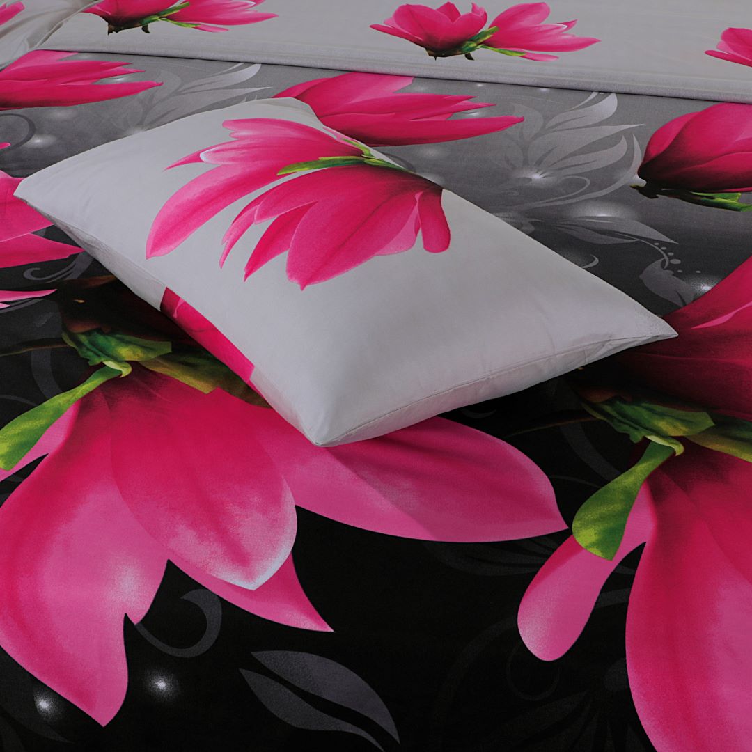Micro Fiber Bed Sheet 3D Red Flower Single - 30303 RFS - Lotus